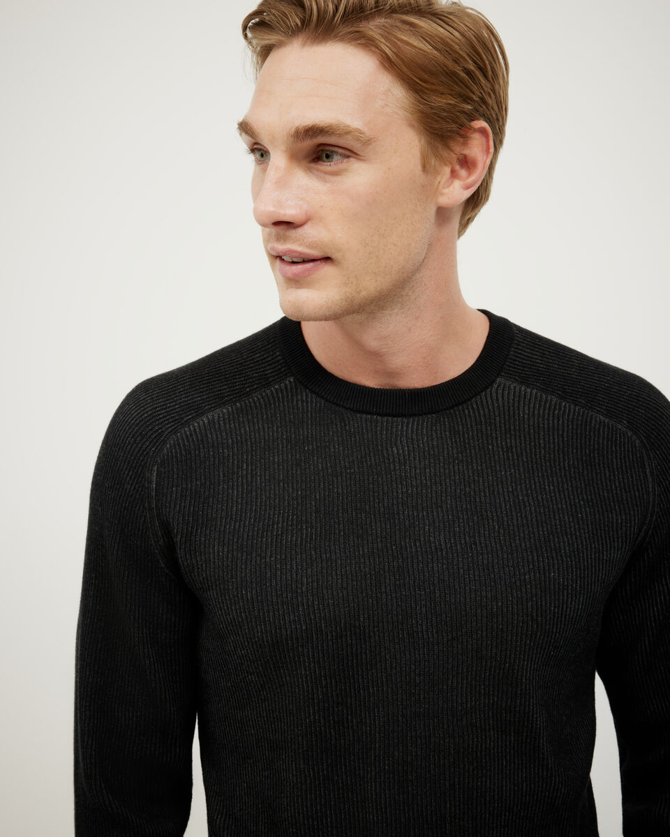 Two-Toned Crew Neck Knit, Black, hi-res